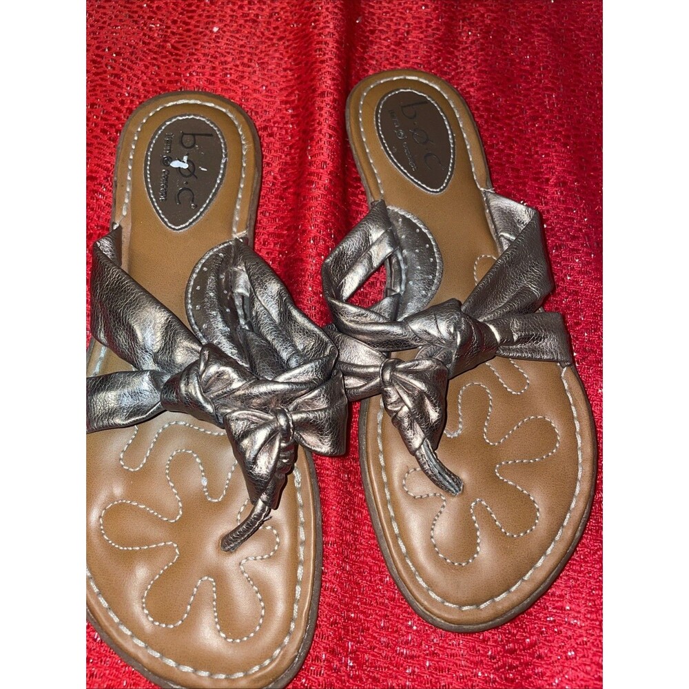 BOC Born Concept Women's Size 7 Silver Double Knot Thong Sandals Flip Flops